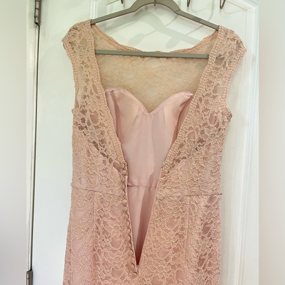 Morilee by Madeline Garner Sleeveless Lace Maxi DressSz 12 Blush Fit & Flare - Picture 4 of 16